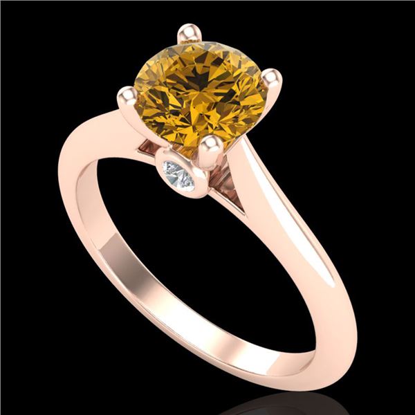 1.36 ctw Intense Fancy Yellow Diamond Art Deco Ring 18k Rose Gold - REF-238M6G