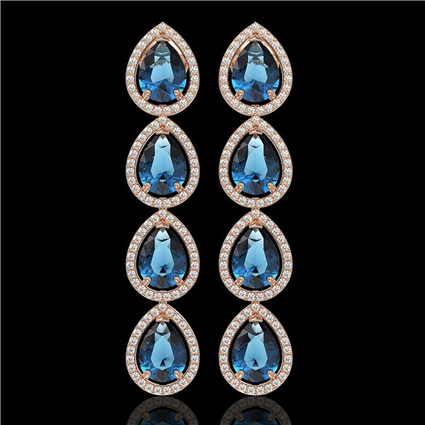 11.2 ctw London Topaz & Diamond Micro Pave Halo Earrings 10k Rose Gold - REF-172Y8X