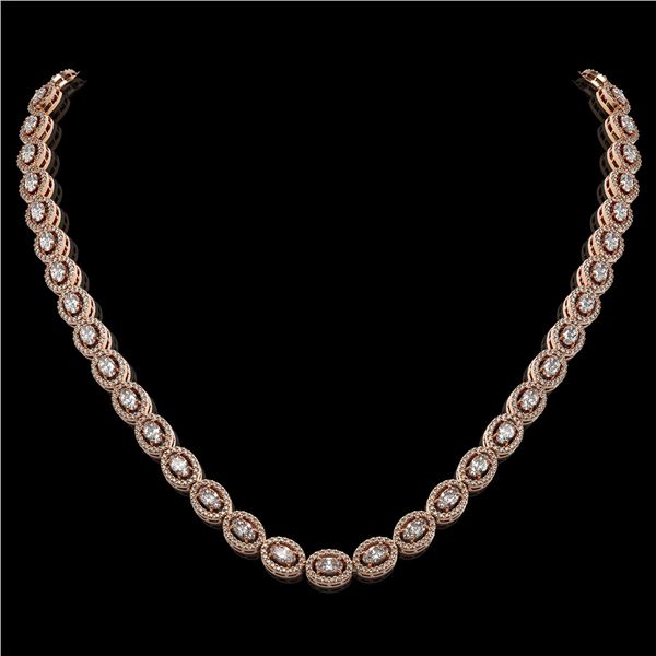 18.43 ctw Oval Cut Diamond Micro Pave Necklace 18K Rose Gold - REF-1596X8A
