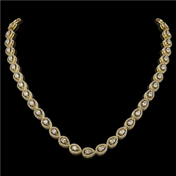 17.28 ctw Pear Cut Diamond Micro Pave Necklace 18K Yellow Gold - REF-1497H3R