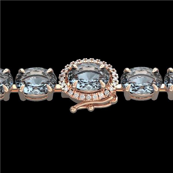 19.25 ctw Sky Blue Topaz & Diamond Micro Bracelet 14k Rose Gold - REF-105K5Y