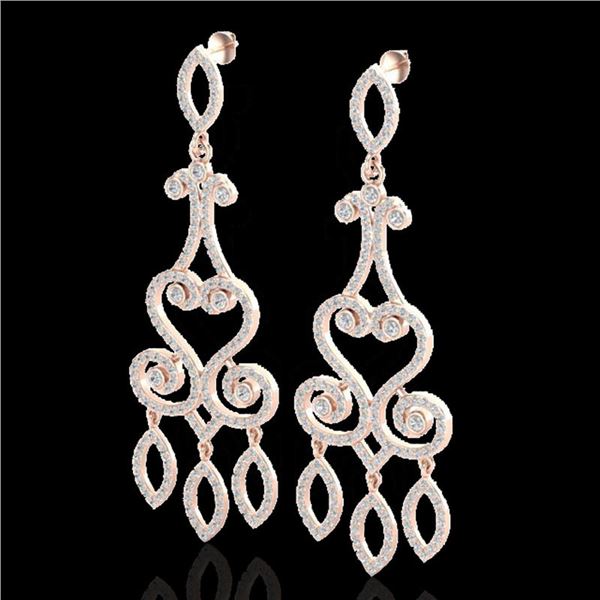 3.25 ctw VS/SI Diamond Micro Pave Designer Earrings 14k Rose Gold - REF-318H2R