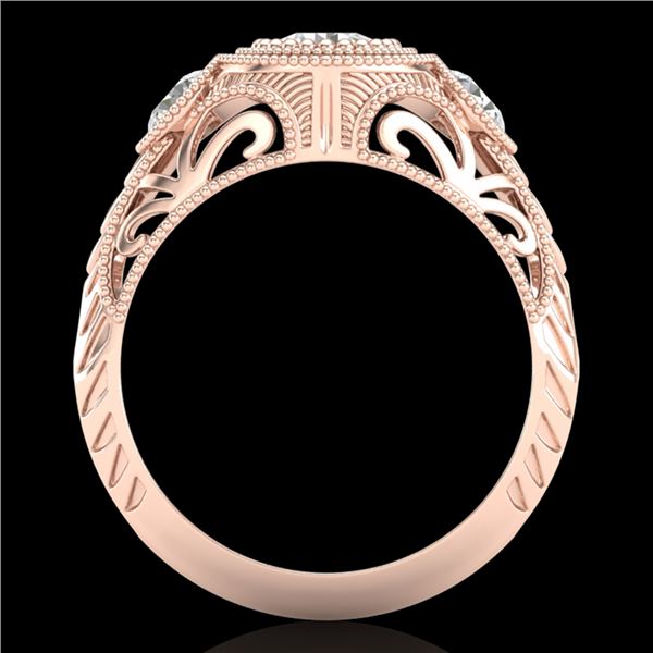 1.06 ctw VS/SI Diamond Solitaire Art Deco 3 Stone Ring 18k Rose Gold - REF-180Y2X