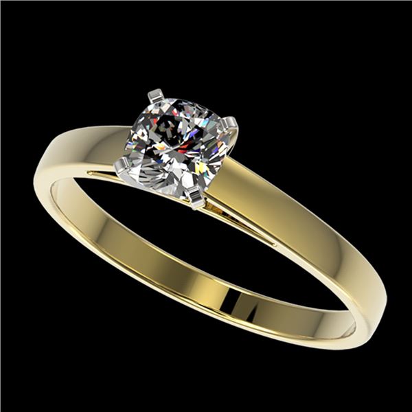 0.50 ctw Certified VS/SI Quality Cushion Cut Diamond Ring 10k Yellow Gold - REF-60Y3X