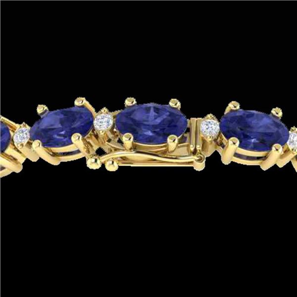 15 ctw Tanzanite & VS/SI Diamond Eternity Bracelet 10k Yellow Gold - REF-143K6Y