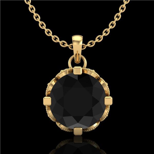 1.5 ctw Fancy Black Diamond Art Deco Stud Necklace 18k Yellow Gold - REF-101A8N