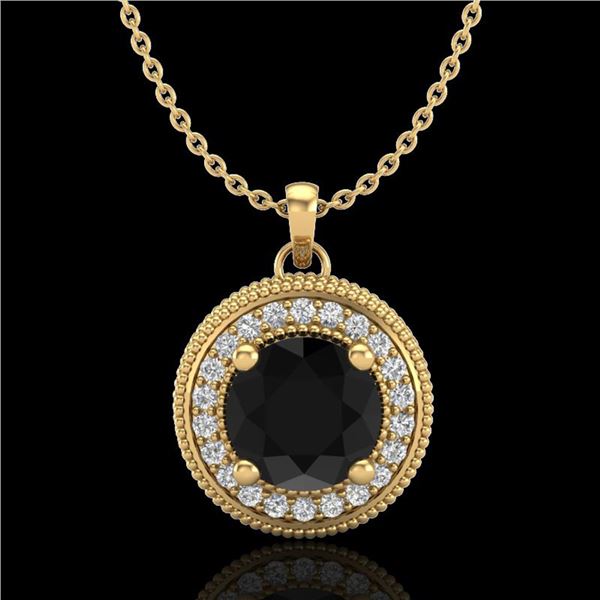 1.25 ctw Fancy Black Diamond Art Deco Stud Necklace 18k Yellow Gold - REF-89R3K