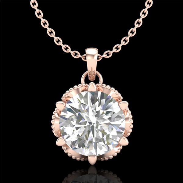 1.36 ctw VS/SI Diamond Solitaire Art Deco Necklace 18k Rose Gold - REF-361H8R