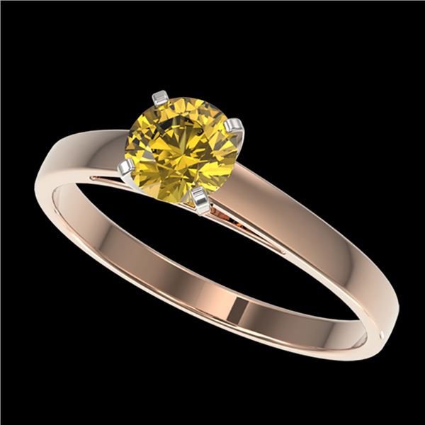 0.75 ctw Certified Intense Yellow Diamond Engagment Ring 10k Rose Gold - REF-82W2H