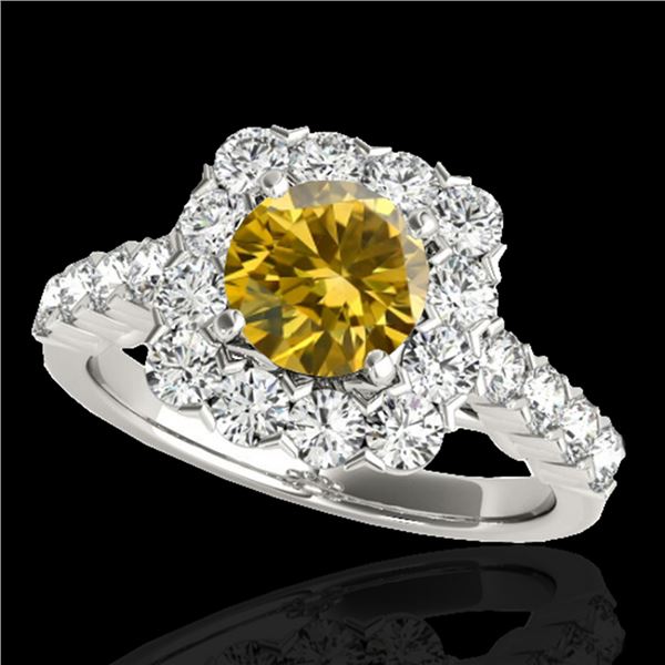 2.5 ctw Certified SI/I Fancy Intense Yellow Diamond Ring 10k White Gold - REF-245F5M