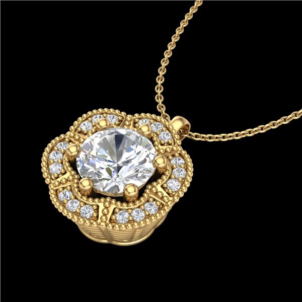 1.01 ctw VS/SI Diamond Solitaire Art Deco Necklace 18k Yellow Gold - REF-245K5Y