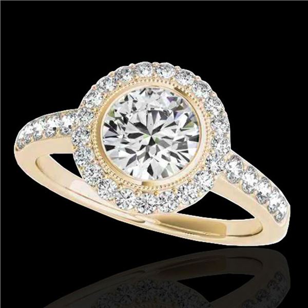 1.5 ctw Certified Diamond Solitaire Halo Ring 10k Yellow Gold - REF-218H2R