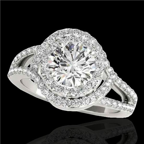 1.9 ctw Certified Diamond Solitaire Halo Ring 10k White Gold - REF-218R2K