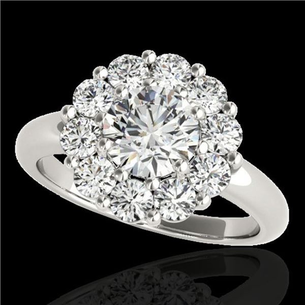 2.85 ctw Certified Diamond Solitaire Halo Ring 10k White Gold - REF-395W5H