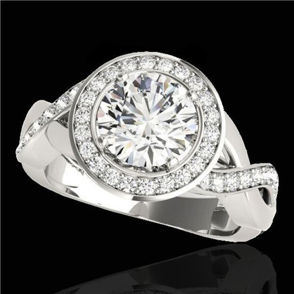 2 ctw Certified Diamond Solitaire Halo Ring 10k White Gold - REF-259F3M