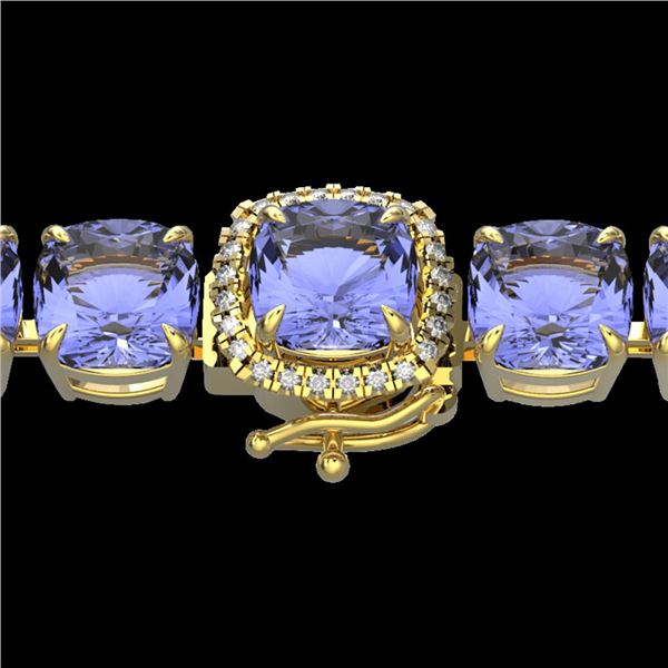 40 ctw Tanzanite & Micro VS/SI Diamond Bracelet 14k Yellow Gold - REF-618K2Y