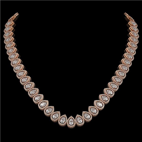 34.83 ctw Pear Cut Diamond Micro Pave Necklace 18K Rose Gold - REF-4761G8W