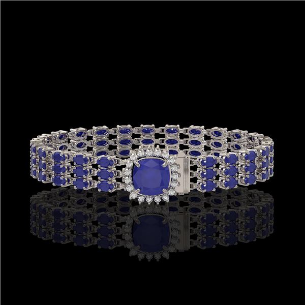 31.91 ctw Sapphire & Diamond Bracelet 14K White Gold - REF-289G3W