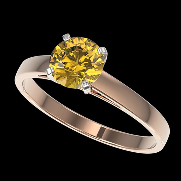 1 ctw Certified Intense Yellow Diamond Engagment Ring 10k Rose Gold - REF-163W2H