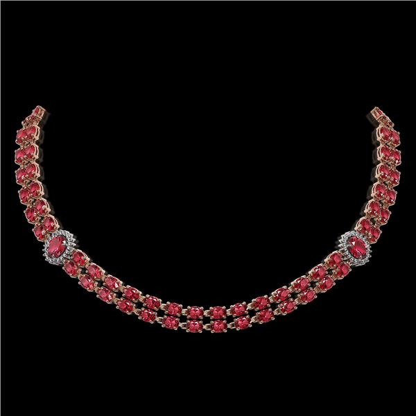 37.23 ctw Tourmaline & Diamond Necklace 14K Rose Gold - REF-527R3K