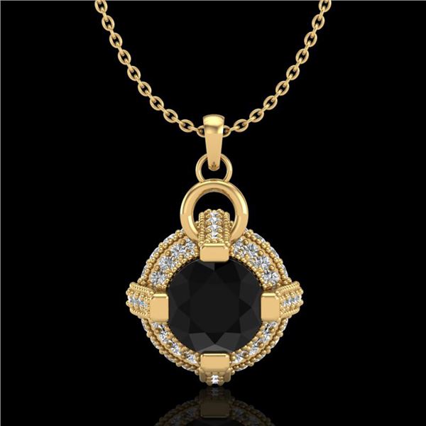 1.57 ctw Fancy Black Diamond Micro Pave Stud Necklace 18k Yellow Gold - REF-118Y2X