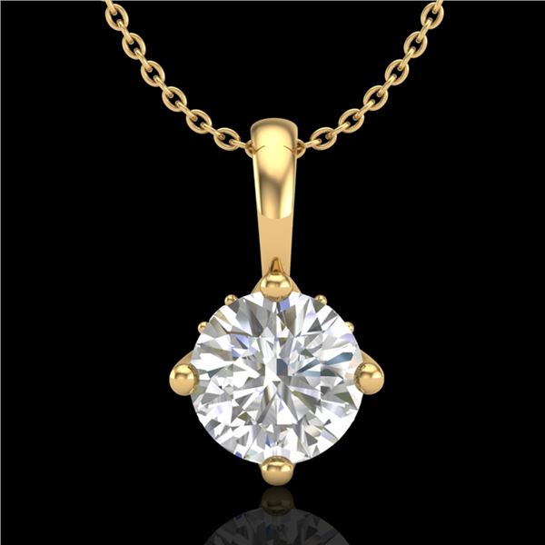 0.82 ctw VS/SI Diamond Solitaire Art Deco Necklace 18k Yellow Gold - REF-180M2G