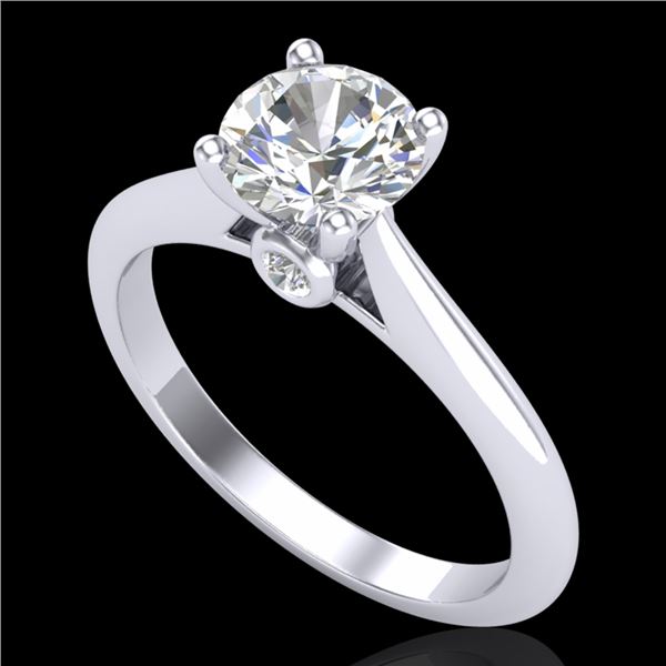 1.08 ctw VS/SI Diamond Solitaire Art Deco Ring 18k White Gold - REF-244X2A