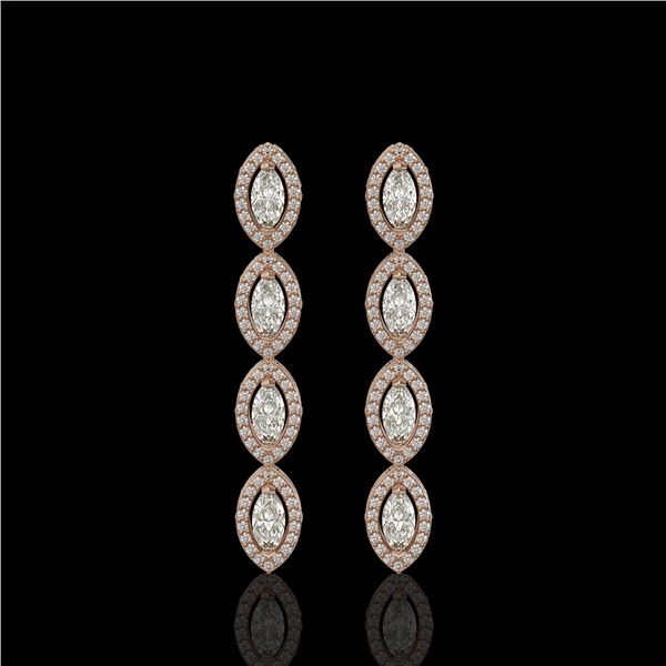 3.84 ctw Marquise Cut Diamond Micro Pave Earrings 18K Rose Gold - REF-334M6G