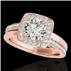 Image 1 : 1.33 ctw Certified Diamond Solitaire Halo Ring 10k Rose Gold - REF-197M8G