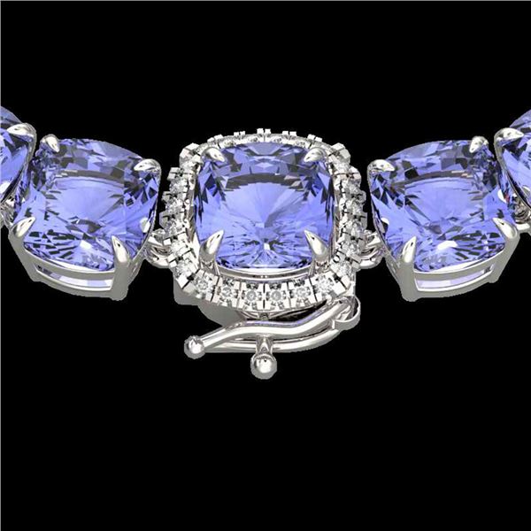 100 ctw Tanzanite & Diamond Micro Eternity Necklace 14k White Gold - REF-1618H2R
