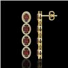 Image 2 : 6.2 ctw Garnet & Diamond Micro Pave Halo Earrings 10k Yellow Gold - REF-143X6A