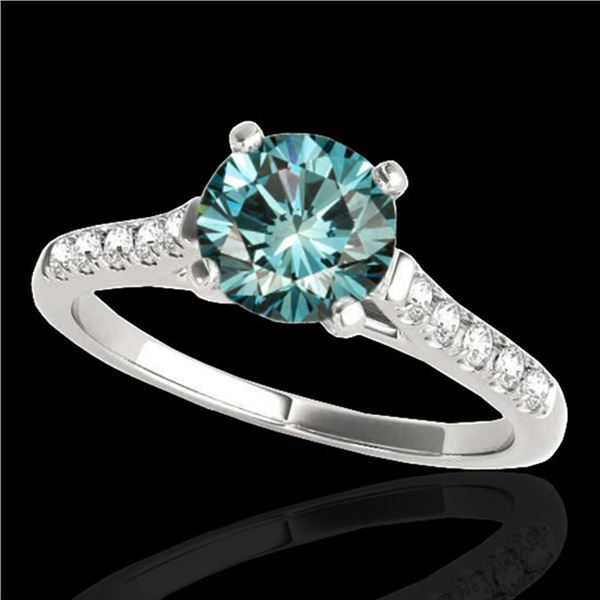 1.45 ctw SI Certified Fancy Blue Diamond Solitaire Ring 10k White Gold - REF-163F6M