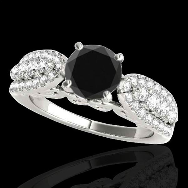 2 ctw Certified VS Black Diamond Solitaire Ring 10k White Gold - REF-71A8N