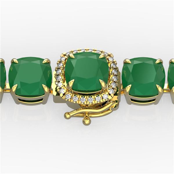 46 ctw Emerald & Micro Pave Diamond Bracelet 14k Yellow Gold - REF-345X5A