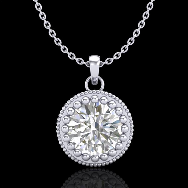 1 ctw VS/SI Diamond Solitaire Art Deco Necklace 18k White Gold - REF-292A5N