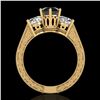 Image 3 : 2.01 ctw Fancy Black Diamond Art Deco 3 Stone Ring 18k Yellow Gold - REF-241F8M
