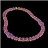 Image 2 : 31.28 ctw Amethyst & Diamond Necklace 14K Yellow Gold - REF-454W5H