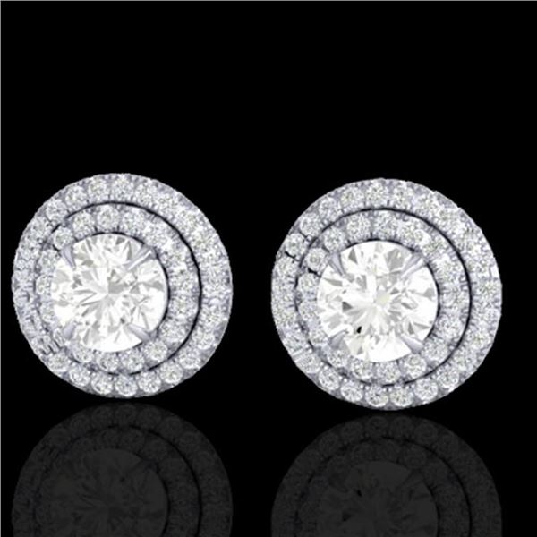 2 ctw Micro Pave VS/SI Diamond Certified Stud Earrings 18k White Gold - REF-263W6H