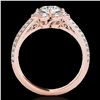 Image 2 : 1.5 ctw Certified Diamond Solitaire Halo Ring 10k Rose Gold - REF-190R9K