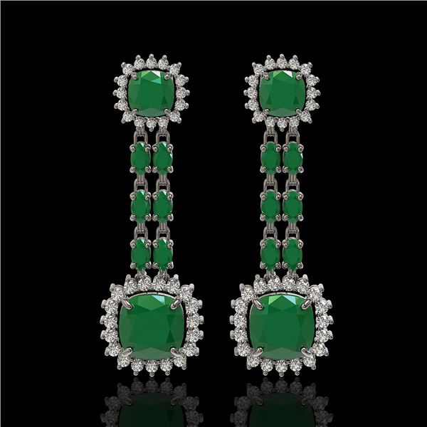 19.88 ctw Emerald & Diamond Earrings 14K White Gold - REF-336M4G