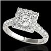 Image 1 : 2 ctw Certified Diamond Solitaire Halo Ring 10k White Gold - REF-218M2G