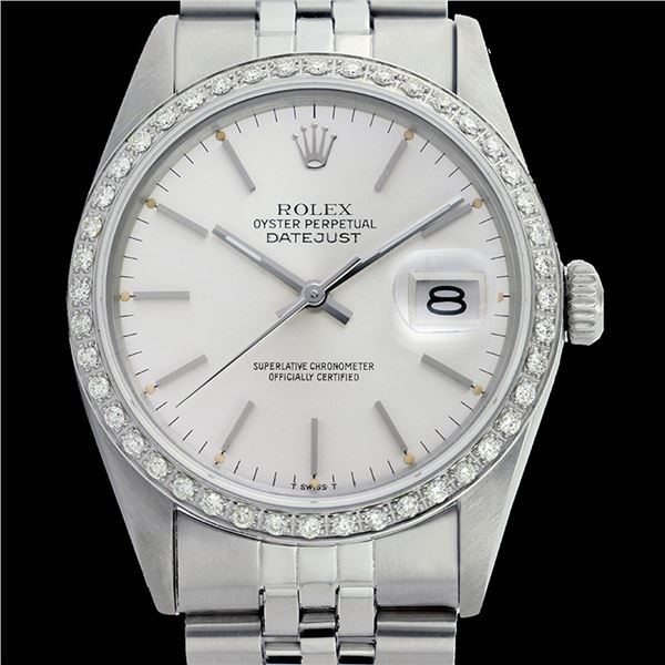 Rolex Ladies Stainless Steel, Index Bar Dial with Diamond Bezel, Sapphire Crystal