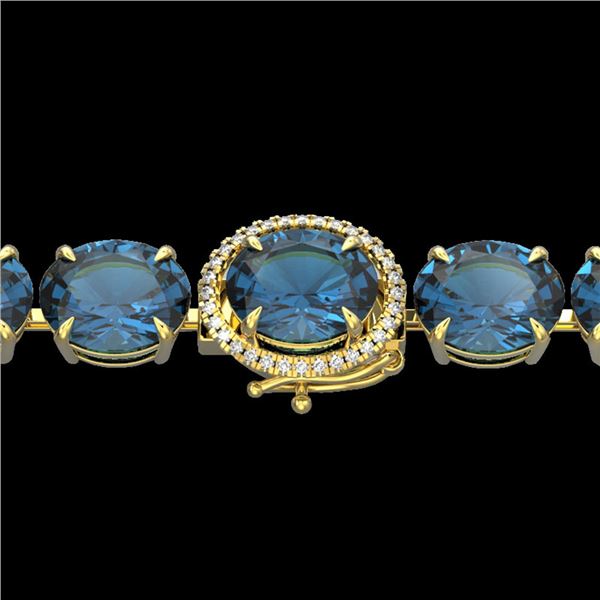 79 ctw London Blue Topaz & Micro Diamond Bracelet 14k Yellow Gold - REF-272A2N