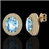 Image 2 : 10 ctw Sky Blue Topaz & Micro Pave Diamond Earrings 18k Yellow Gold - REF-161Y8X
