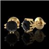 Image 2 : 1.07 ctw Fancy Black Diamond Art Deco Stud Earrings 18k Yellow Gold - REF-85R5K