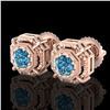 Image 1 : 1.11 ctw Fancy Intense Blue Diamond Art Deco Earrings 18k Rose Gold - REF-158H2R