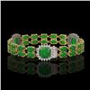 Image 2 : 15.79 ctw Jade & Diamond Bracelet 14K Yellow Gold - REF-263M6G