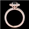 Image 2 : 2 ctw Certified VS Black Diamond Solitaire Halo Ring 10k Rose Gold - REF-65R6K
