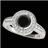 Image 1 : 2 ctw Certified VS Black Diamond Solitaire Halo Ring 10k White Gold - REF-64N6F