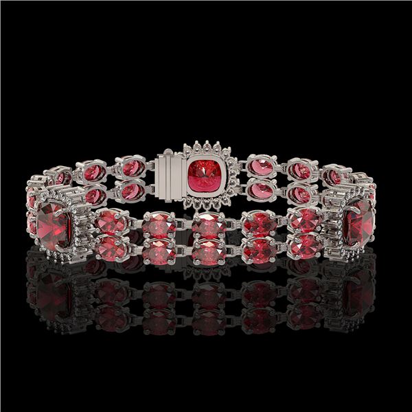18.93 ctw Tourmaline & Diamond Bracelet 14K White Gold - REF-314G8W